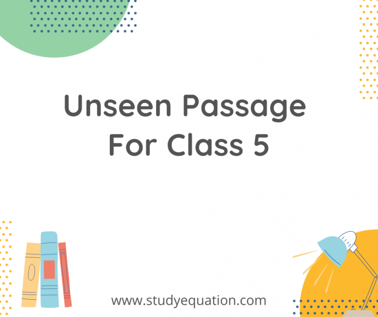 Unseen Passage For Class 5