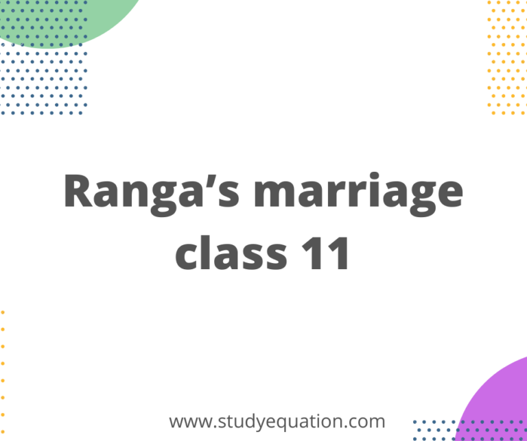 Ranga’s Marriage Class 11 Summary, MCQ, and Questions & Answers