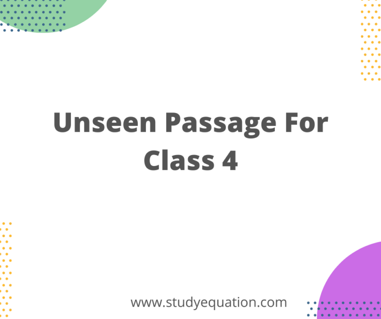 Unseen Passage For Class 4 In English