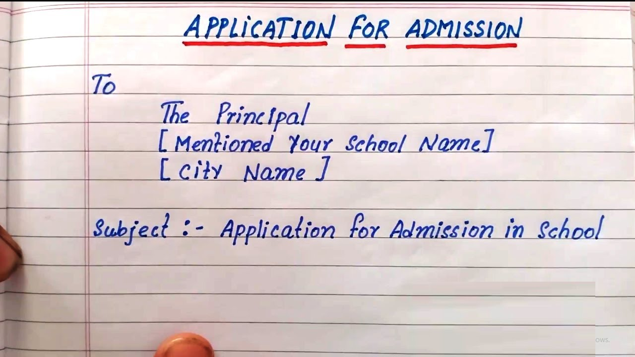 Application For Admission In School For Class 2,5,6,7,8,9,10,11 In ...